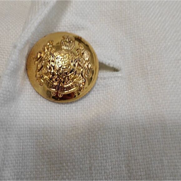 VTG Ralph Lauren 100% Linen White Cream Blazer Gold tone buttons size L - Picture 9 of 9